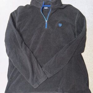 Chaps Black Zip-Up Men's Sweater with Blue Accents